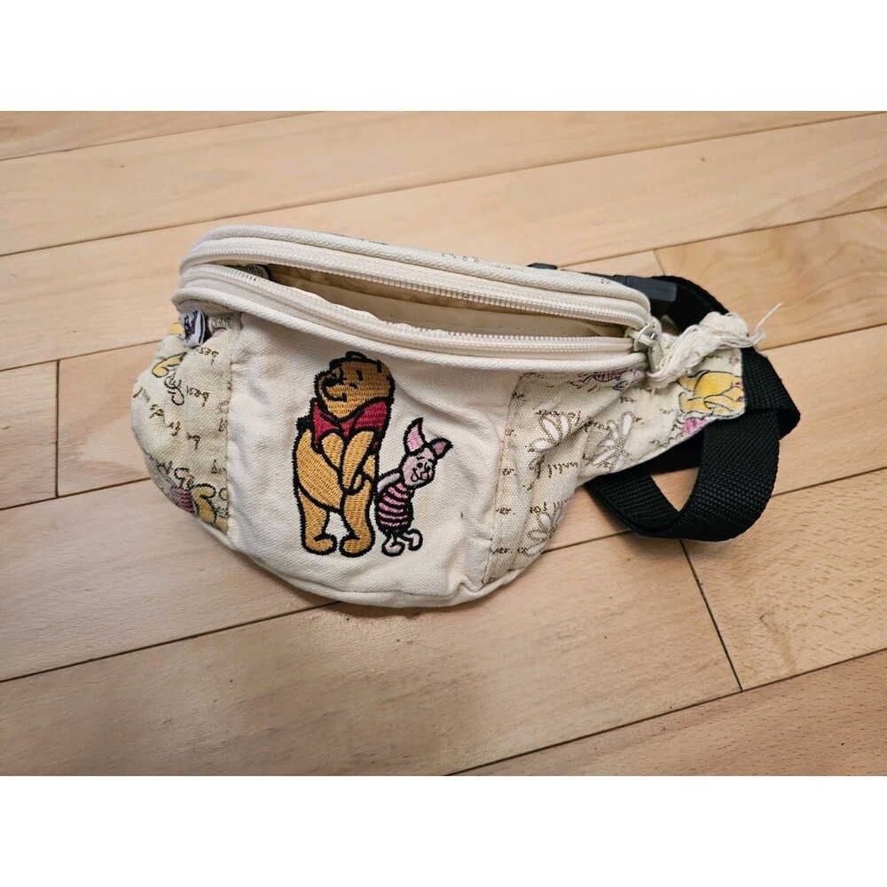 Vintage Winnie the Pooh Piglet Fanny Pack Canvas Waist Bag Embroidery Disney